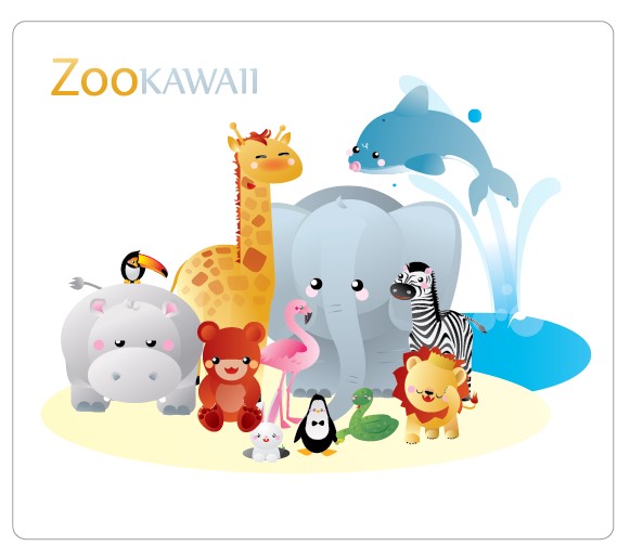 Cartoon Zoo kawaii vector
