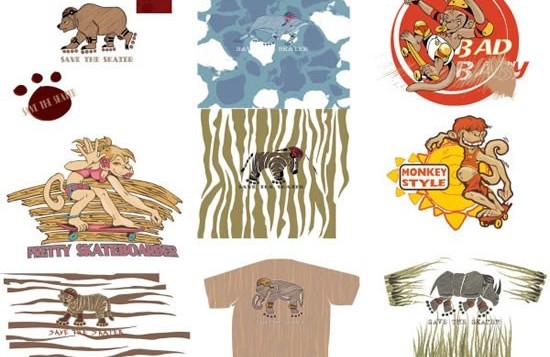 Cartoon animal pattern design vectors