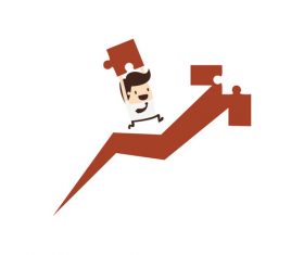 Cartoon business man rising vector