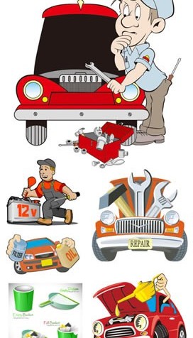 Cartoon car illustrations chart vector graphics