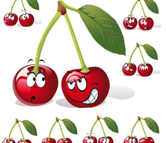Cartoon cherry set vector