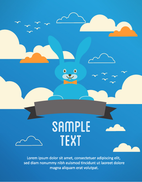 Cartoon clouds and animals background 1 vector