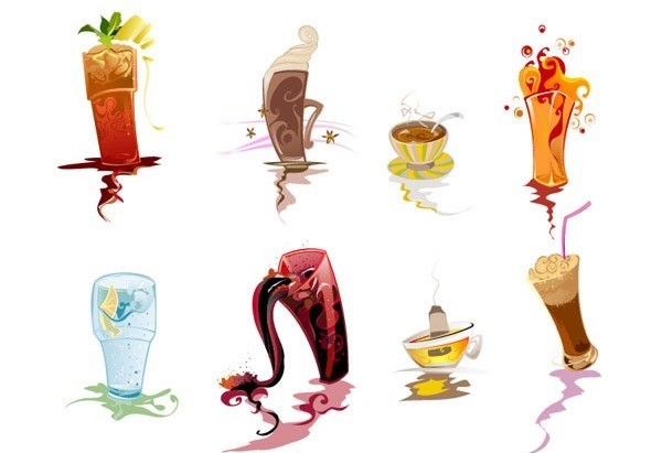 Cartoon drinks set vector