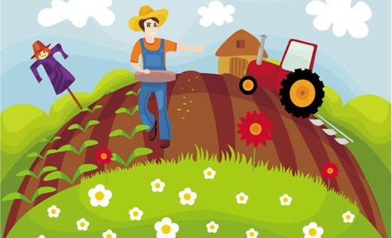 Cartoon farm tractor vector free download