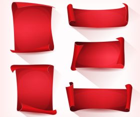Cartoon funny empty christmas red parchment vector set