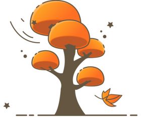 Cartoon hand drawn autumn tree vector