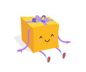 Cartoon hand drawn cute gift box vector