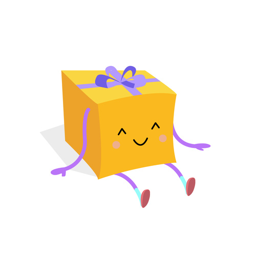 Cartoon hand drawn cute gift box vector