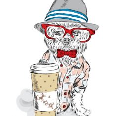 Cartoon hand drawn funny dog vector 03