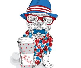 Cartoon hand drawn funny dog vector 04