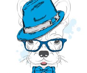 Cartoon hand drawn funny dog vector 05