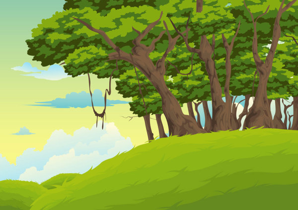 Cartoon jungle background 07 vector