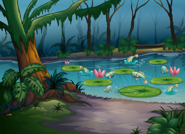 Cartoon jungle background 09 vector free download