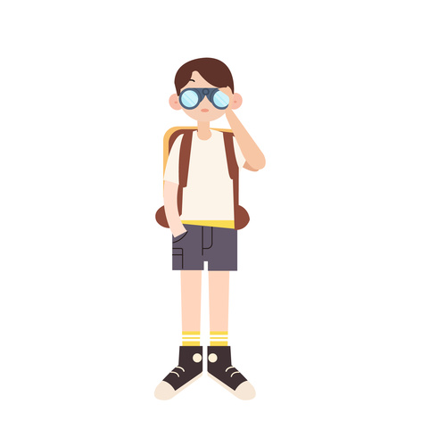 Cartoon little boy holding telescope vector free download