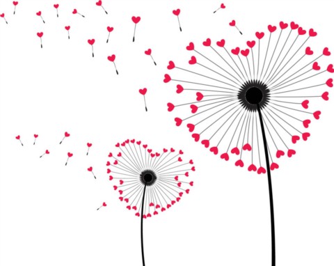 Cartoon love dandelion design vector