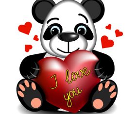 Cartoon panda with heart vector