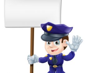Cartoon police with sign board illustration vector