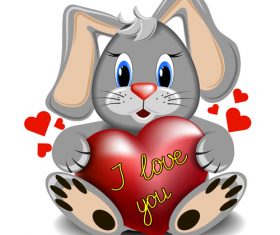 Cartoon rabbit with heart vector