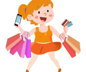 Cartoon shopping character girl vector
