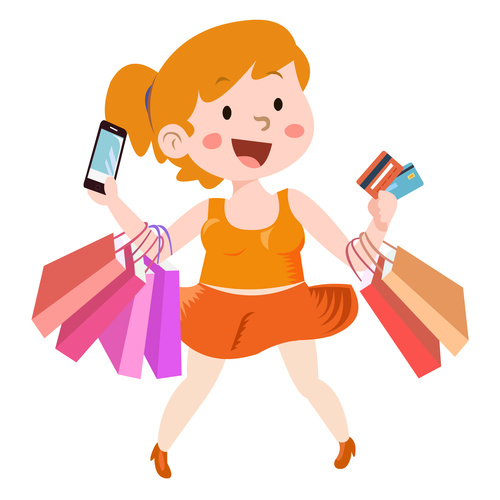 Cartoon shopping character girl vector free download