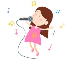 Cartoon singing little girl vector
