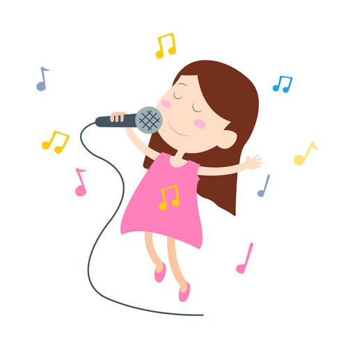 Cartoon singing little girl vector
