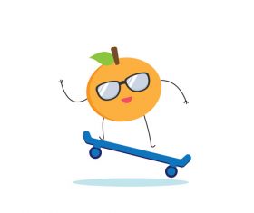 Cartoon skateboarding orange hand drawn vector