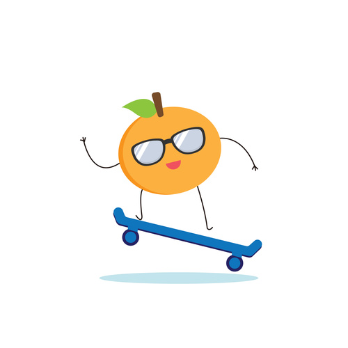 Cartoon skateboarding orange hand drawn vector
