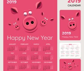 Cartoon styles 2019 calendar template vector