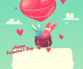 Cartoon valentine card template retor vector 01