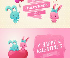 Cartoon valentine card template retor vector 02