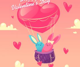 Cartoon valentine card template retor vector 04