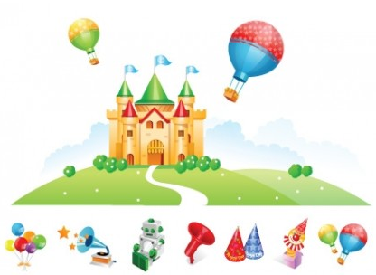Castle and Toys vector graphic