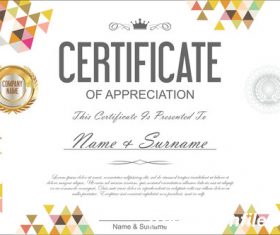 Certificate retro design vector template 1