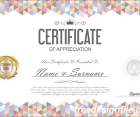 Certificate retro design vector template 2