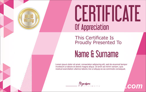 Certificate with diploma geometric template vectors 02