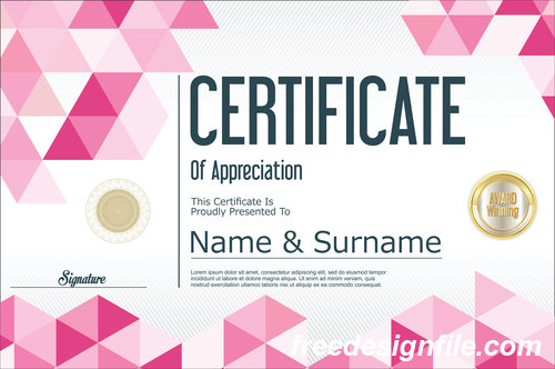 Certificate with diploma geometric template vectors 03