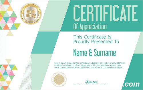Certificate with diploma geometric template vectors 04