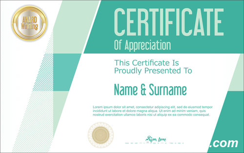 Certificate with diploma geometric template vectors 06