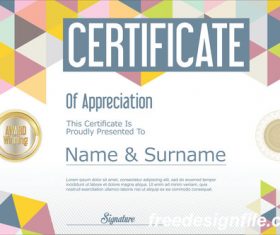 Certificate with diploma geometric template vectors 11