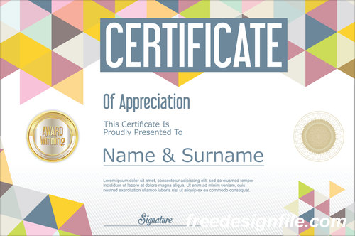 Certificate with diploma geometric template vectors 11