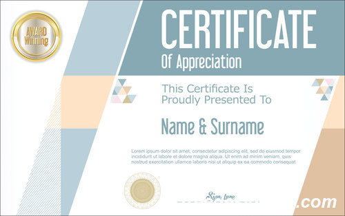 Certificate with diploma geometric template vectors 12