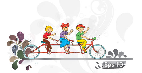 Children Cycling background vector