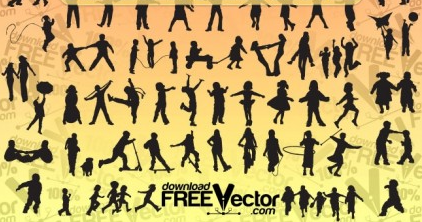 Children Silhouettes vector set