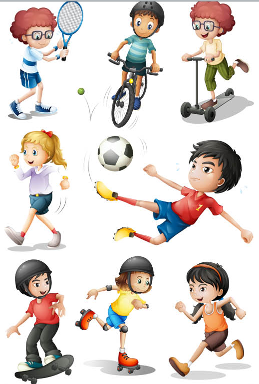 Children in sport vector set