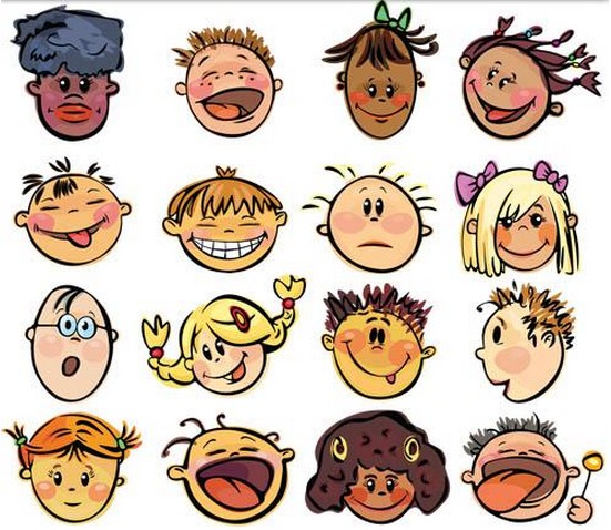 Childrens Emotions art set vector