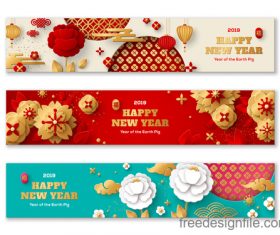 Chinese 2019 new year banners design vector