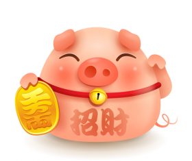 Chinese Styles Piggy cartoon vector 01