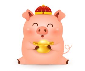 Chinese Styles Piggy cartoon vector 02