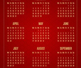 Chinese new year 2019 calendar red template vector 01